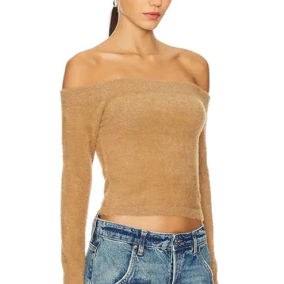 Good American Plush Off Shoulder Top - Caramel